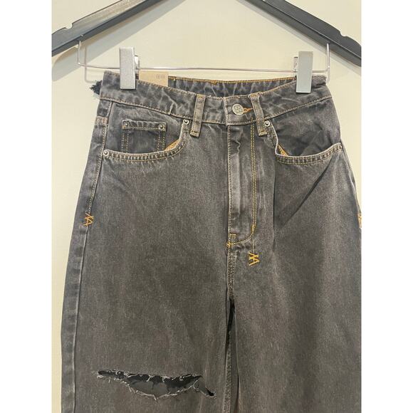 NWT Ksubi Playback Raven Trashed High Waisted Straight Leg Jeans Black 25 26 - Picture 3 of 7